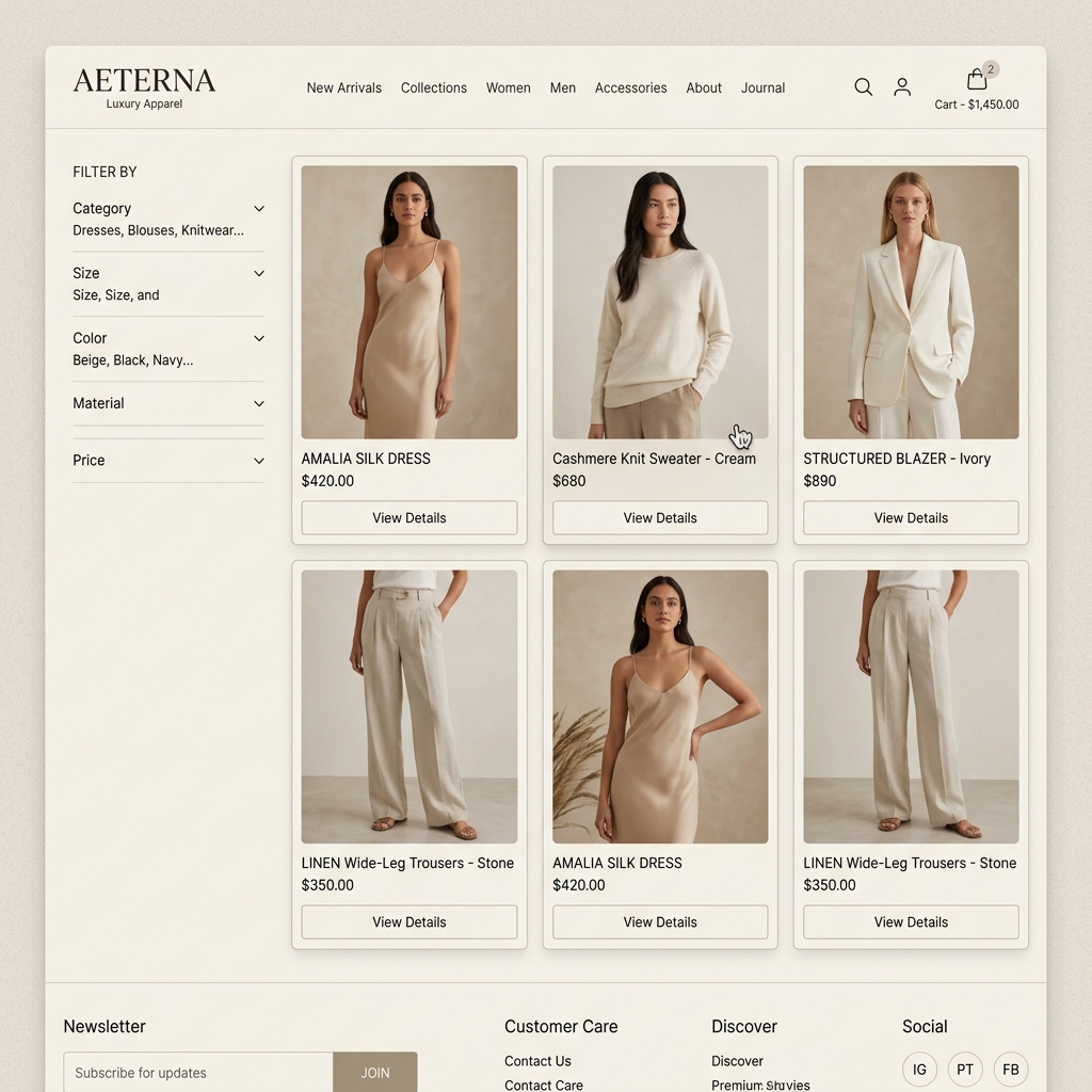 Aeterna E-commerce template preview