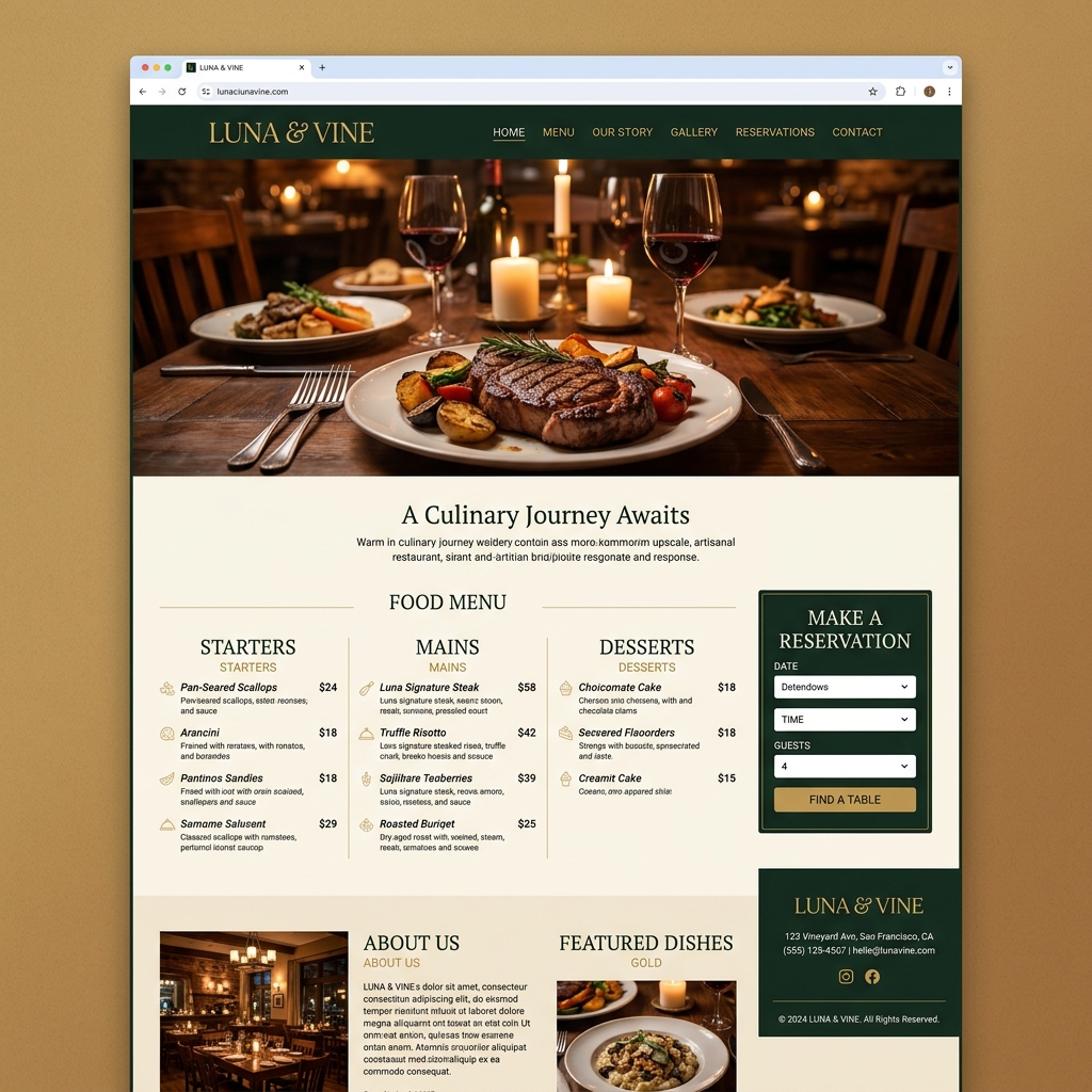 Luna & Vine Restaurant template preview